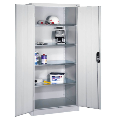 Stahlschrank 8922-00 S10551 lichtgrau 93,0 x 60,0 x 195,0 cm, aufgebaut